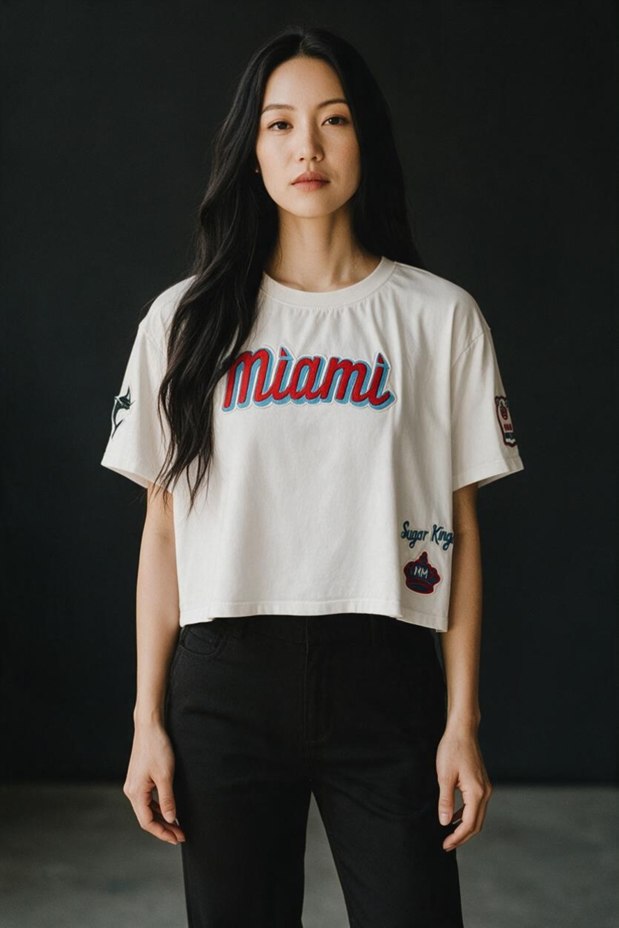 Pro Standard Miami Marlins Sugar Kings Boxy Crop Tee White